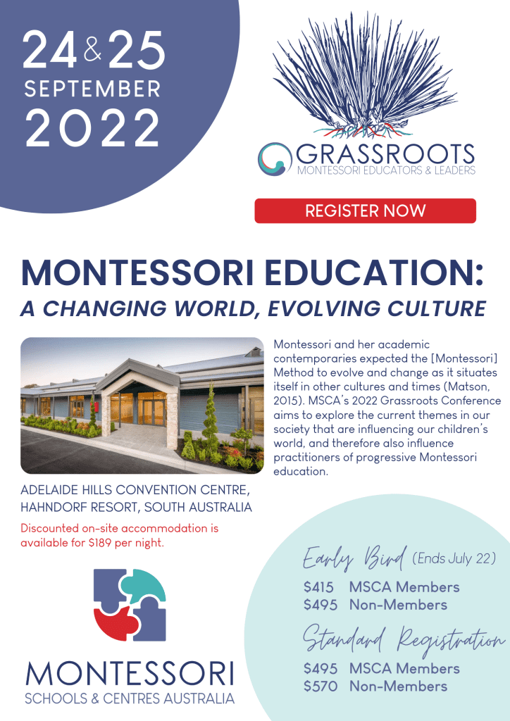 Grassroots conference: Montessori education: a changing world, evolving culture. Register Now!