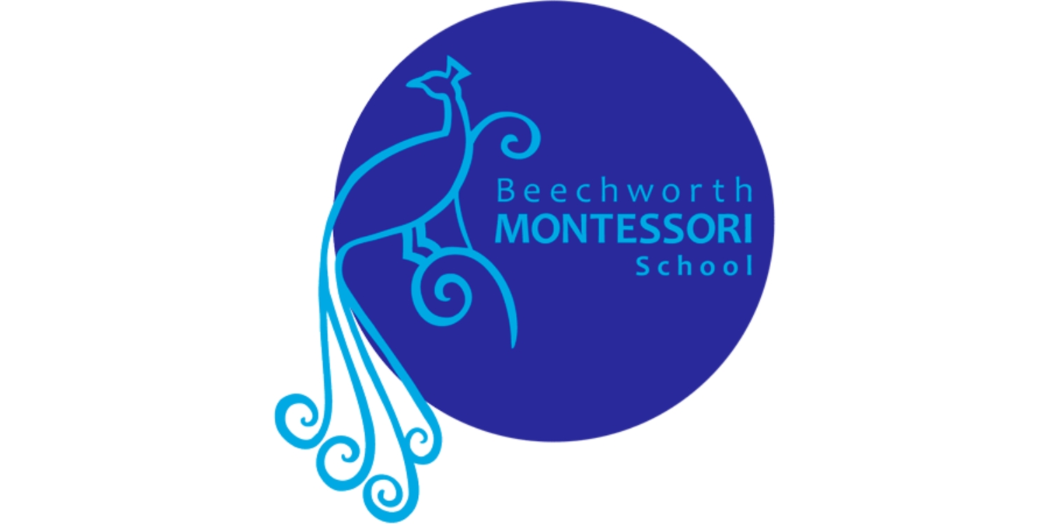 Beechworth montessori school logo with blue background