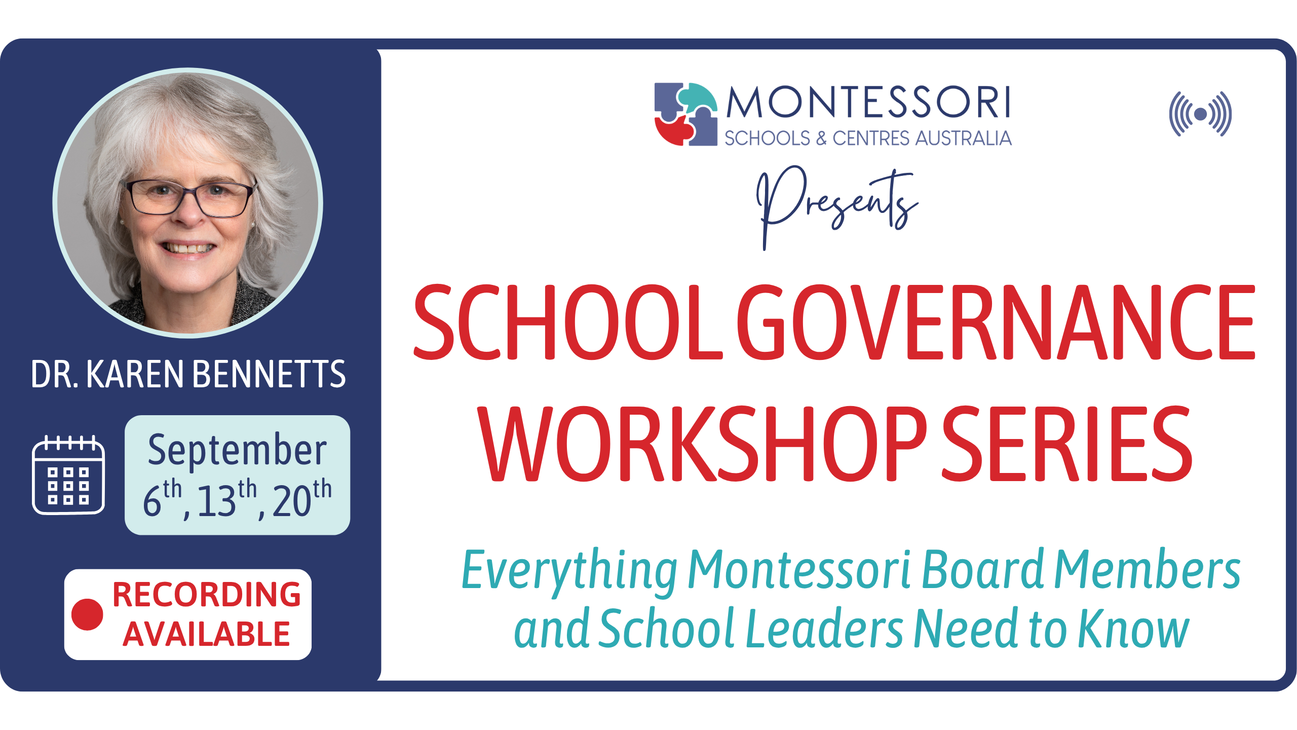 school governance workshop series. Dr Karen Bennetts